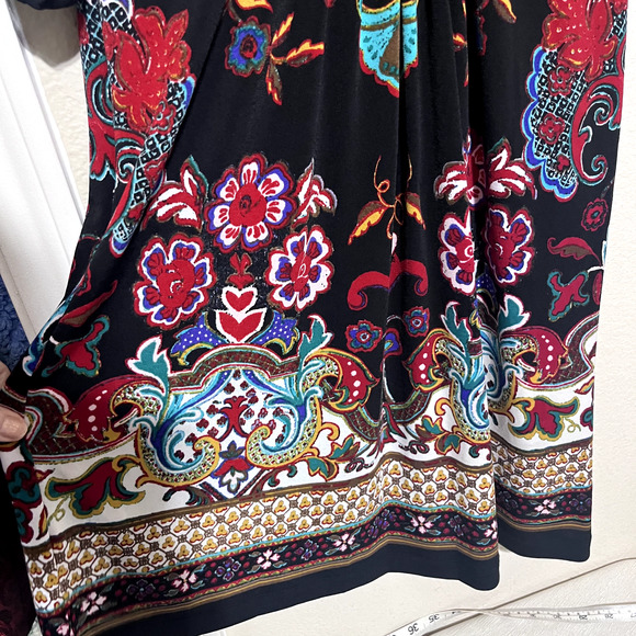 Eci New York Bohemian Dress Knee Length Sz 6 Multicolor V-Neck Beaded boho - Picture 3 of 9